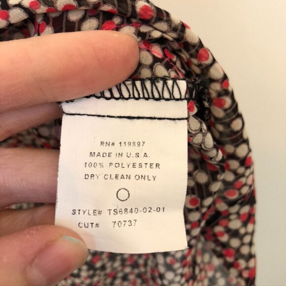 COLLECTIVE CONCEPTS Cream Beige Coral Black Polka Dot Striped Sheer Tank Medium - Picture 6 of 12